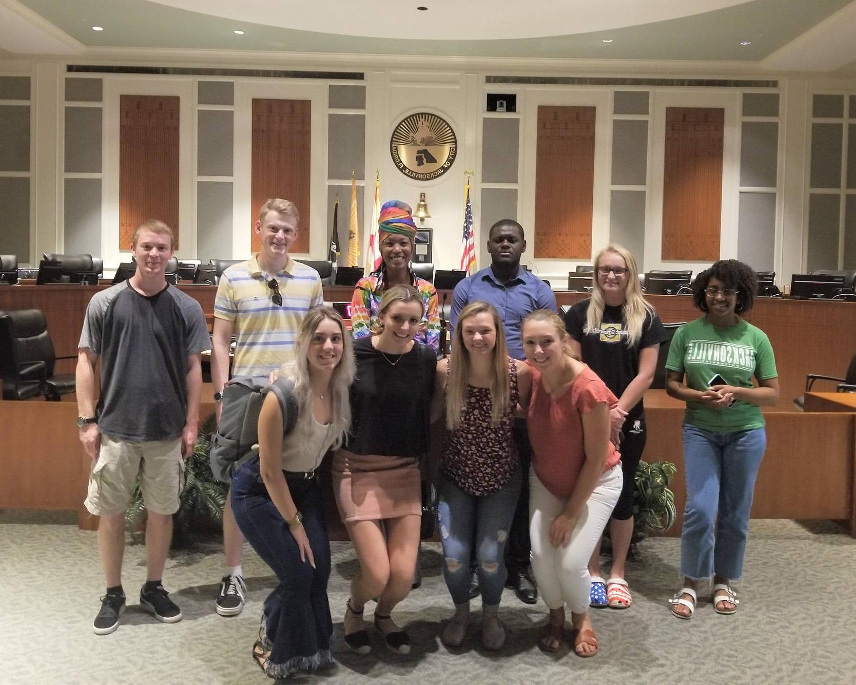 Political science students visit Jacksonville's City Hall.